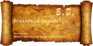Breitfeld Dezső névjegykártya